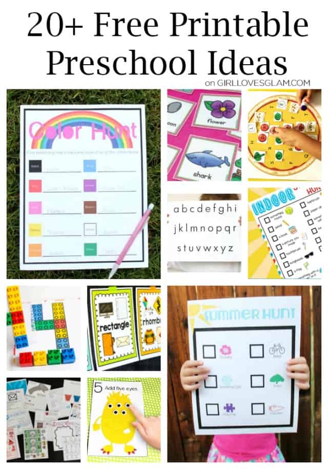 20+ free printable preschool ideas from Girl Loves Glam
