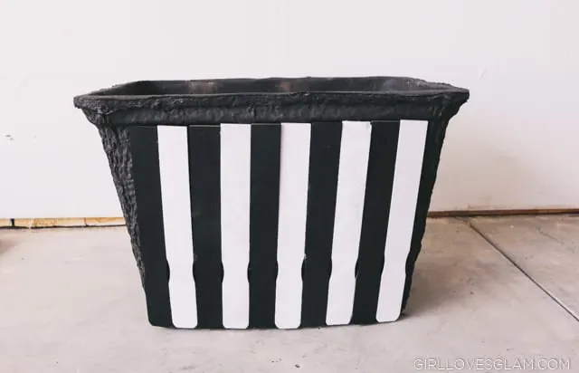 Black and White Striped Planter Box
