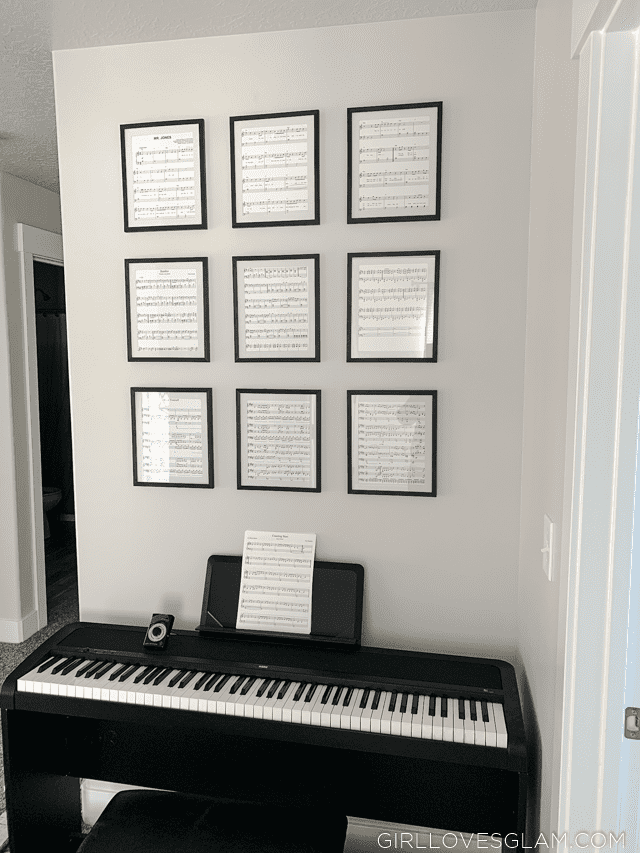Sheet Music Art Above the Piano - Girl Loves Glam