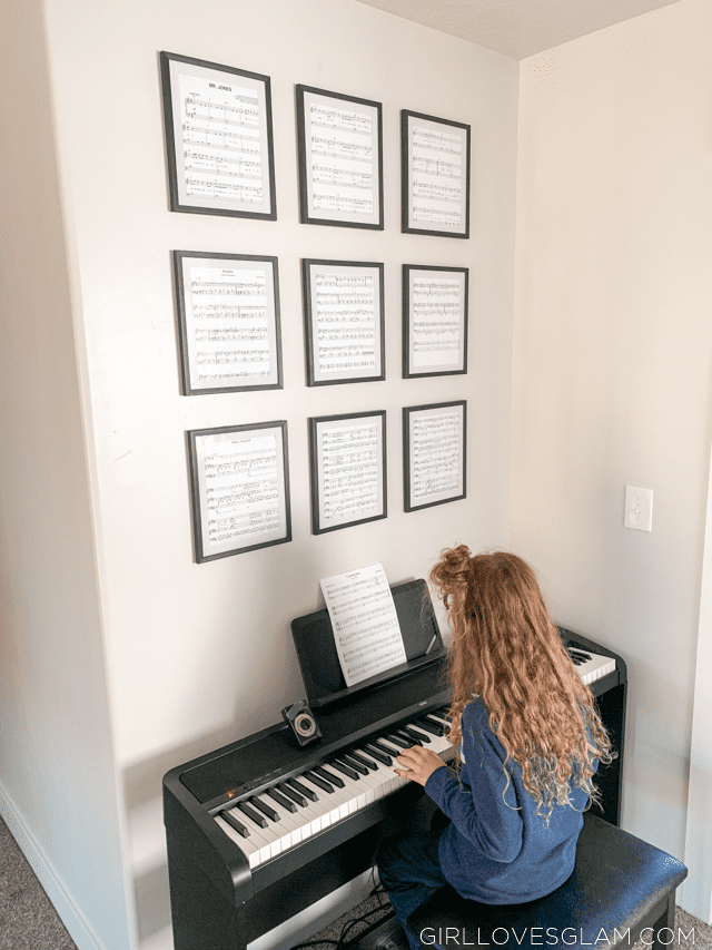 Sheet Music Art Above the Piano - Girl Loves Glam