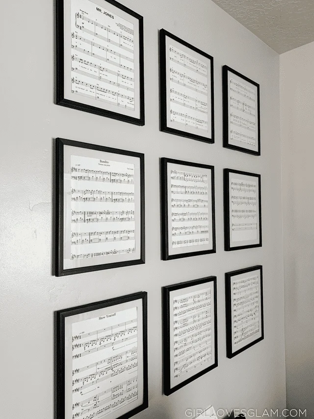 Sheet Music Art Above the Piano - Girl Loves Glam