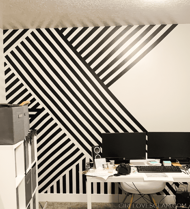 electrical tape striped wall