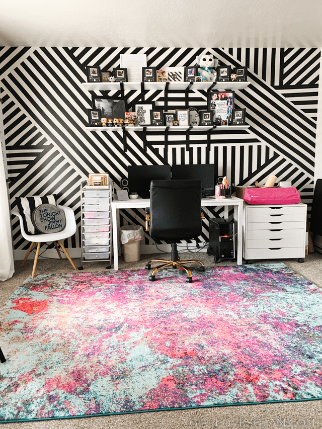 Striped Wall Made with Electrical Tape - Girl Loves Glam