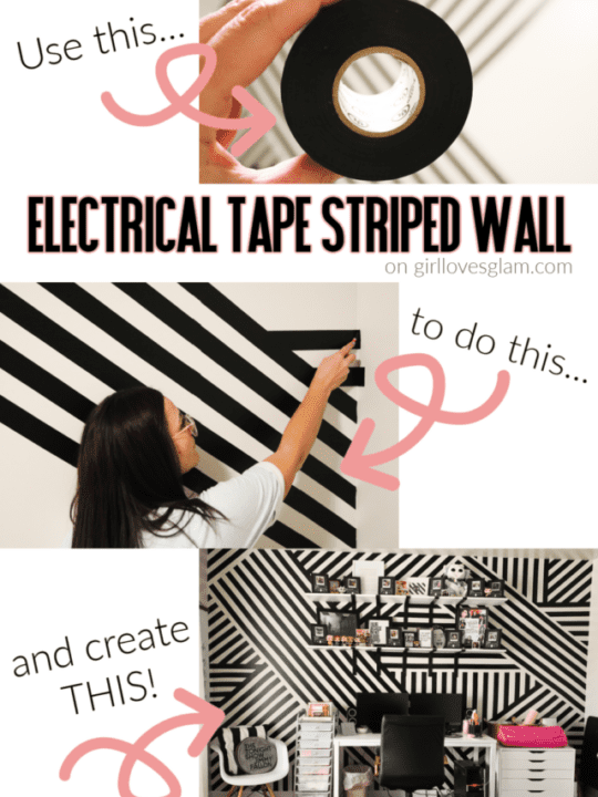 Striped Wall Made with Electrical Tape - Girl Loves Glam